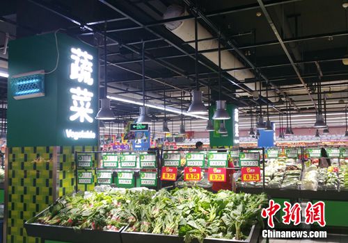 资料图：超市中的蔬菜区。中新网记者