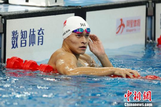 孙杨以预赛第一的成绩顺利进入男子400米决赛。　韩海丹