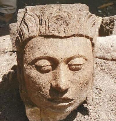 在洪都拉斯发现的玉米神头像。（乔玉供图）