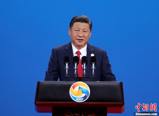 5月14日上午，中国国家主席习近平在北京出席“一带一路”国际合作高峰论坛开幕式并发表主旨演讲。中新社记者