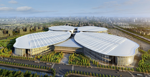 中国国际进口博览会的举办场馆——国家展览中心(上海)。