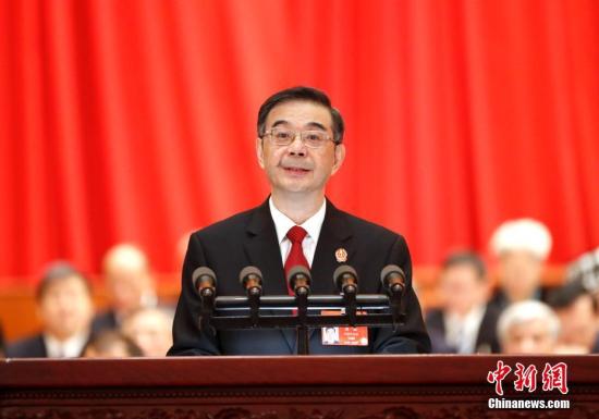3月12日，十三届全国人大二次会议在北京人民大会堂举行第三次全体会议。最高人民法院院长周强作最高人民法院工作报告。中新社记者