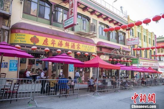 美国旧金山唐人街上的中餐馆。中新社记者 刘关关 摄