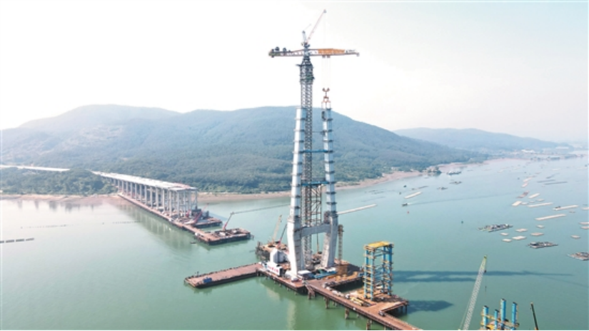 阳江港大桥主塔封顶