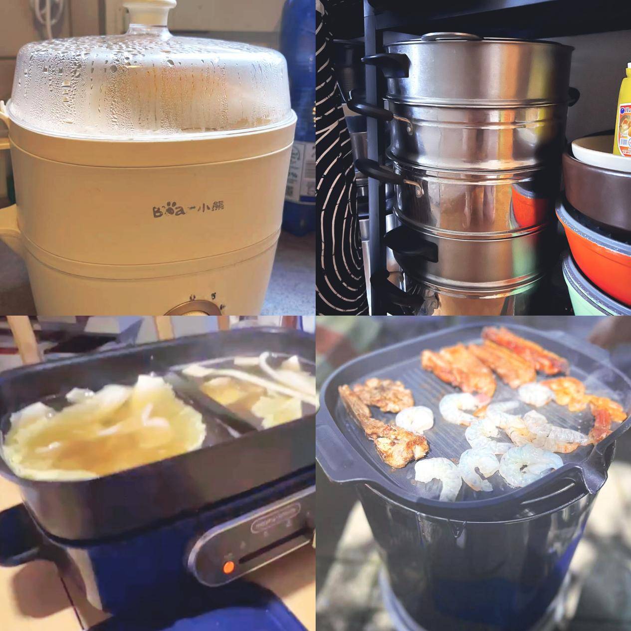 余欣然厨房里的锅大多都是从国内带去的。