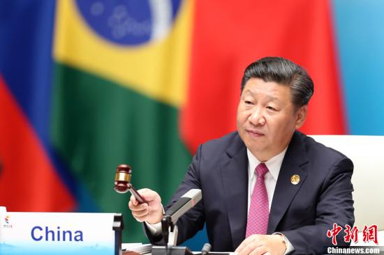 9月4日,金砖国家领导人第九次会晤在厦门国际会议中心举行。中国国家主席习近平主持会晤。中新社记者
