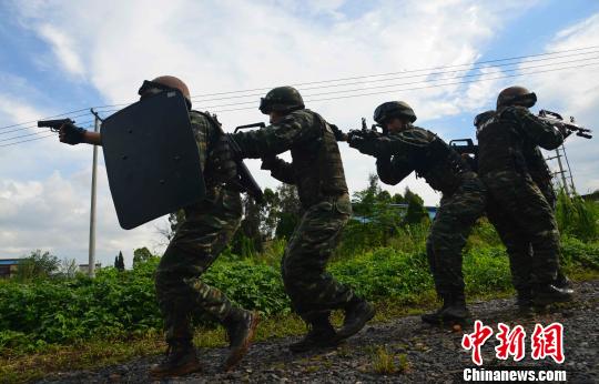 资料图:武警部队实战训练。 郭大伟