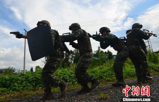 资料图：武警部队实战训练。　郭大伟