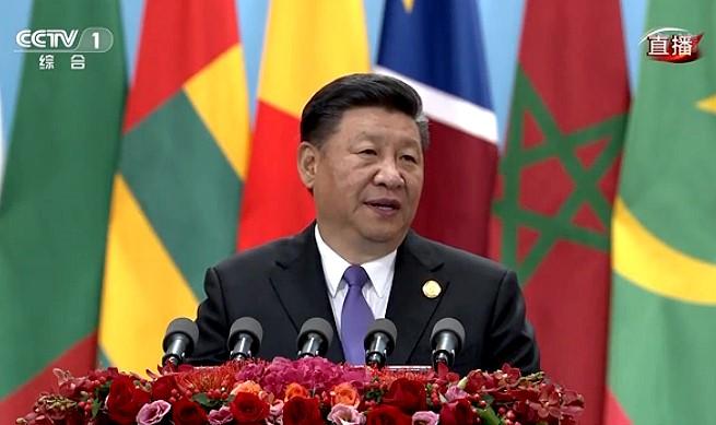 习近平出席2018年中非合作论坛北京峰会开幕式并发表主旨讲话。截图自央视视频