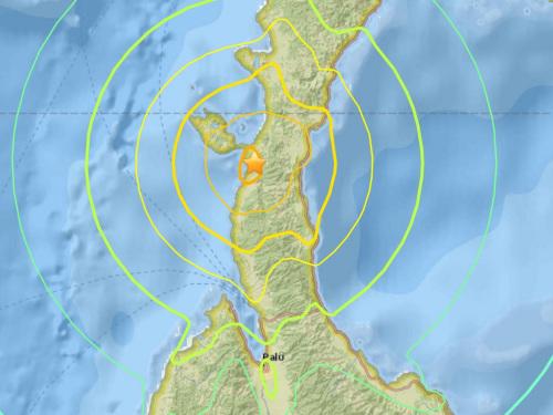 印尼苏拉威西岛发生7.5级地震。（图片来源：美国地质勘探局网站截图）